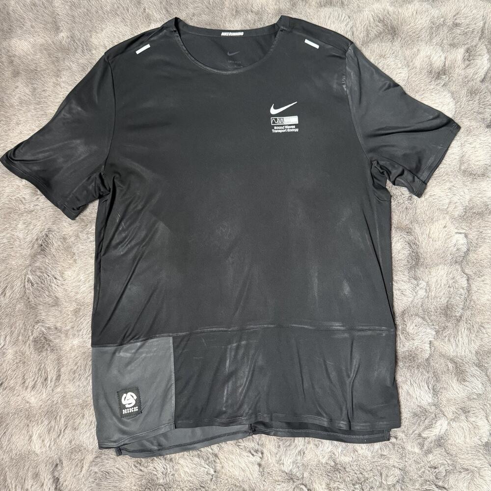 Nike Dri-FIT Running Black Shirt Head Clouds Feet Ground DM4665-010 Men Size XL